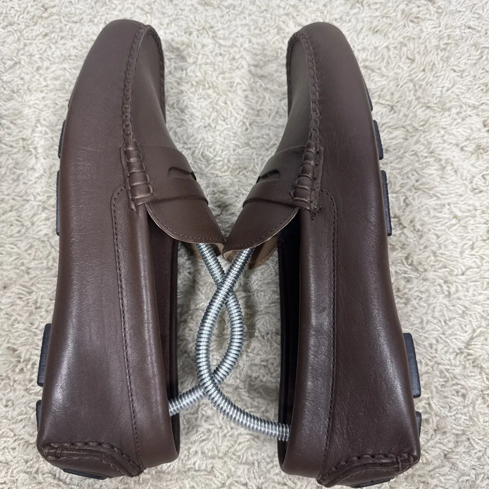 J. Crew Brown Leather Slip On Driving Loafers Shoes Mens 9 Comfort Casual Preppy